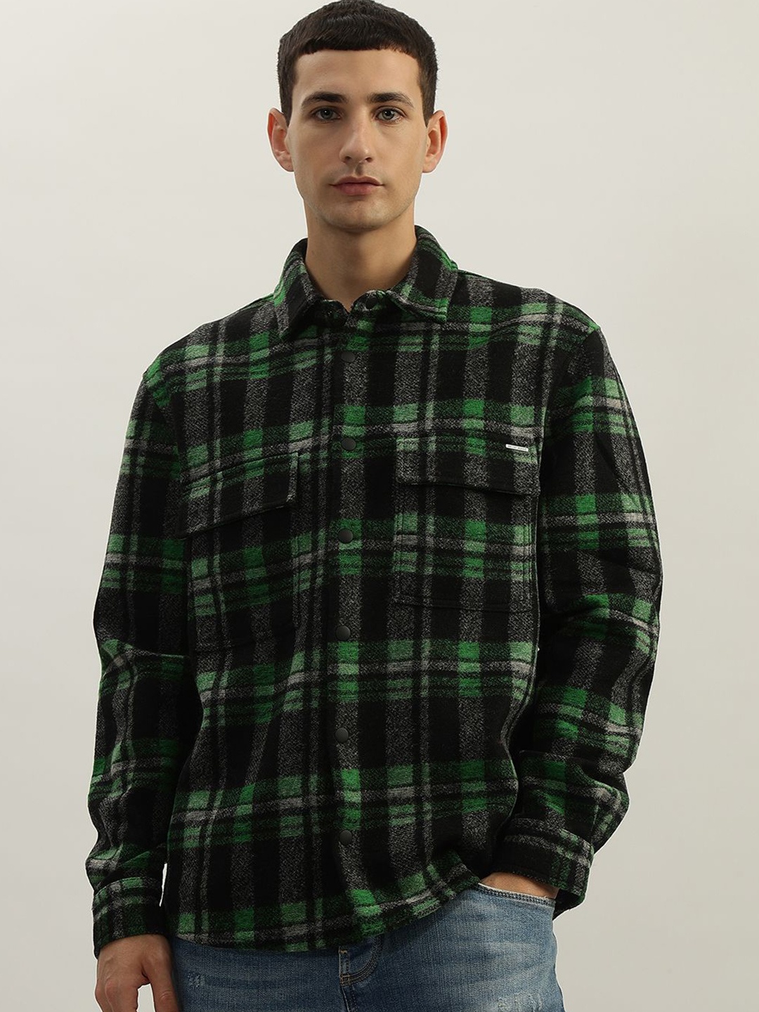 

Antony Morato Men Tartan Checks Checked Casual Shirt, Green