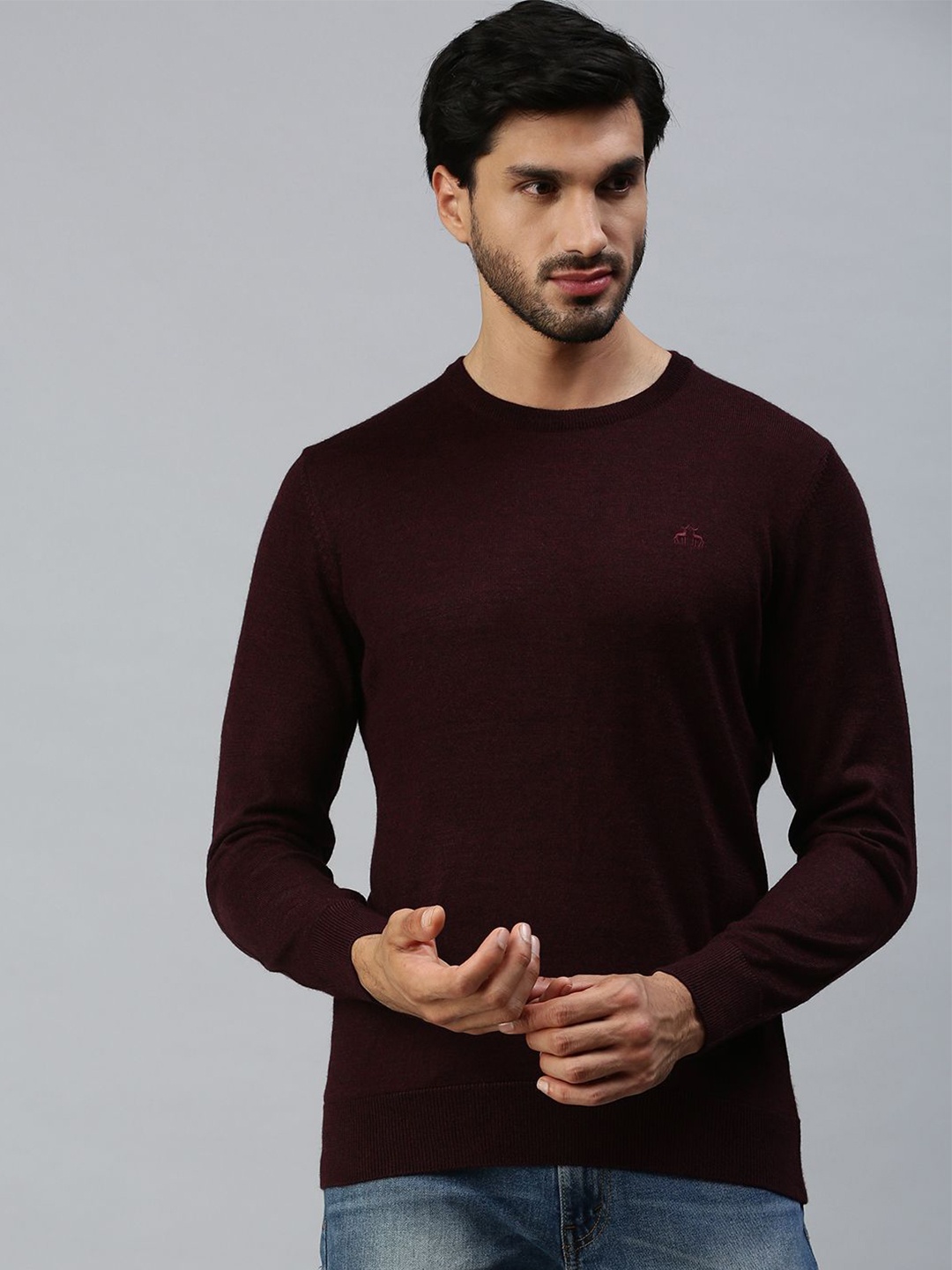 

98 Degree North Men Woollen Pullover Sweaters, Maroon