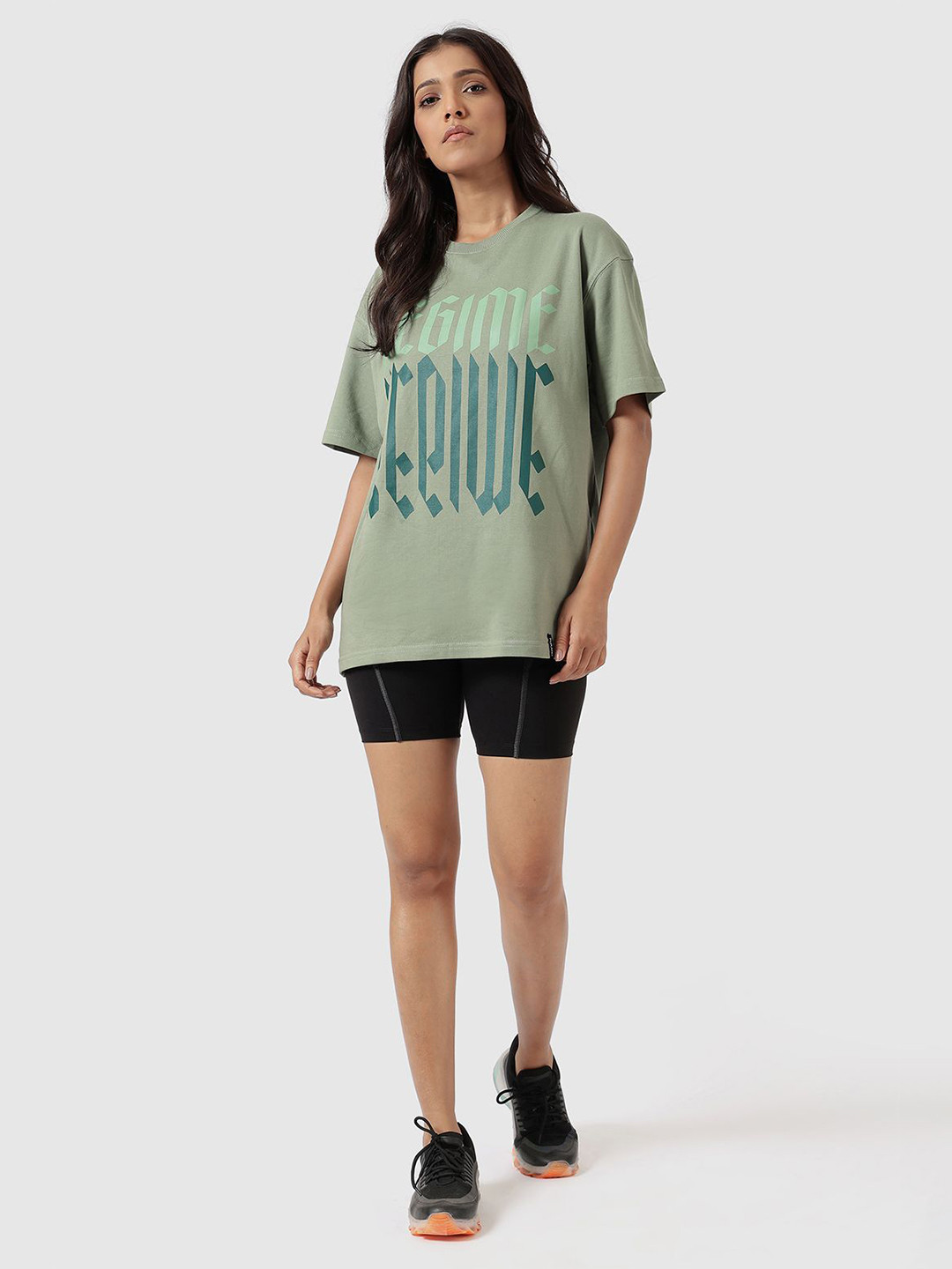 

FUAARK Women Typography Pure Cotton Abzorb T-shirt, Green