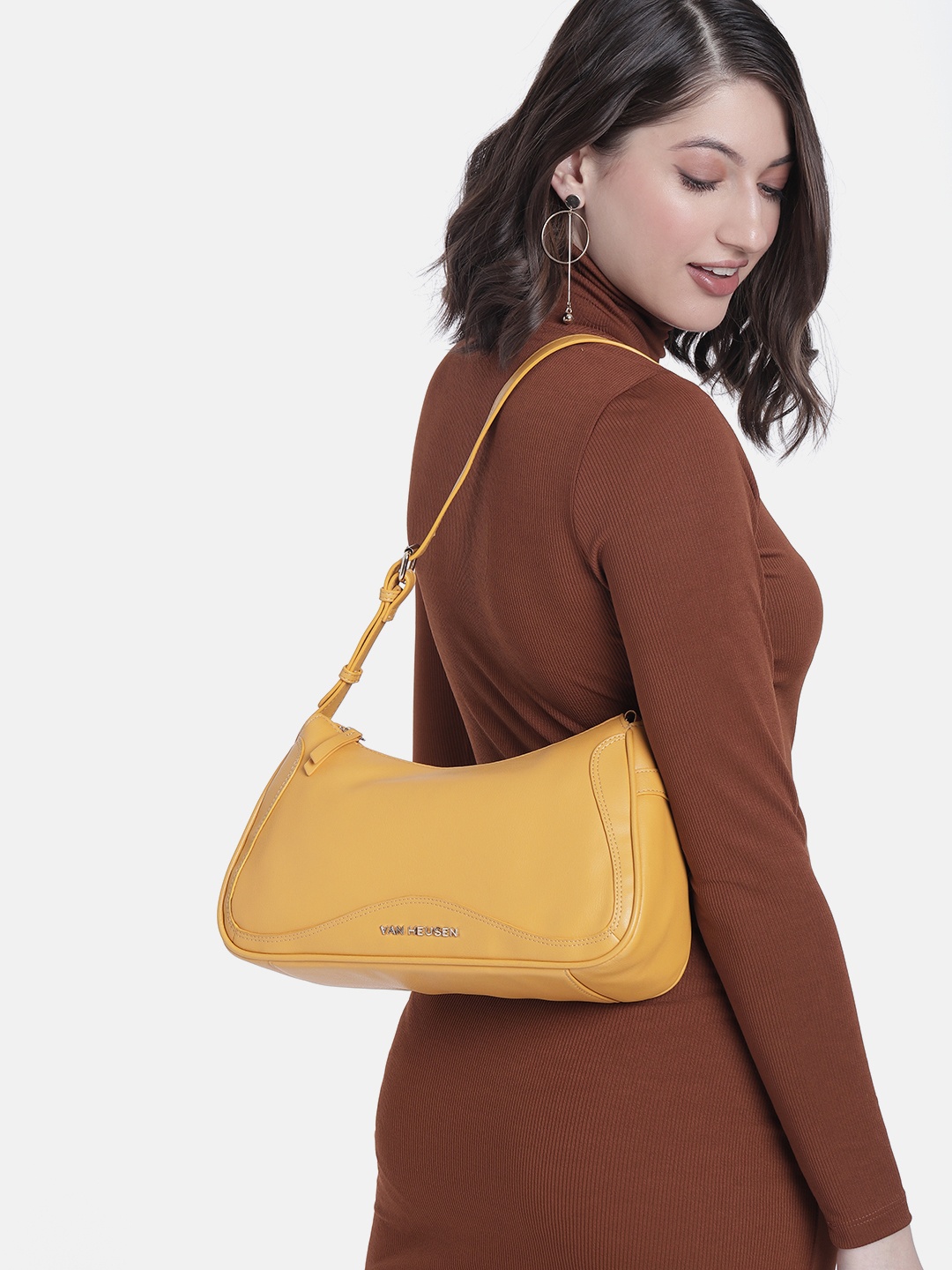 

Van Heusen Solid Hobo Bag, Mustard