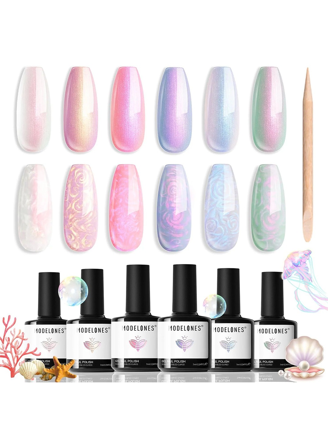 

Modelones Set Of 6 UV & LED Curved Gel Nail Polish 7 ml Each-2333-2334-2335-2336-2337-2338, Pink