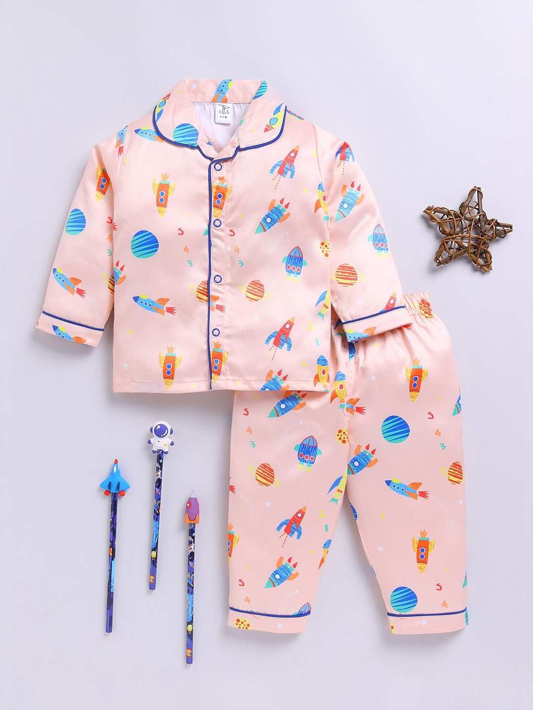 

Clt.s Kids Printed Night suit, Beige