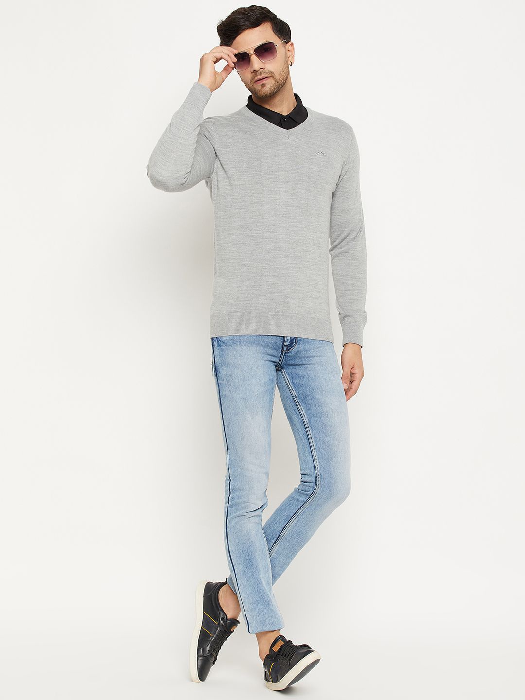 

98 Degree North Men Woollen Pullover Sweaters, Grey