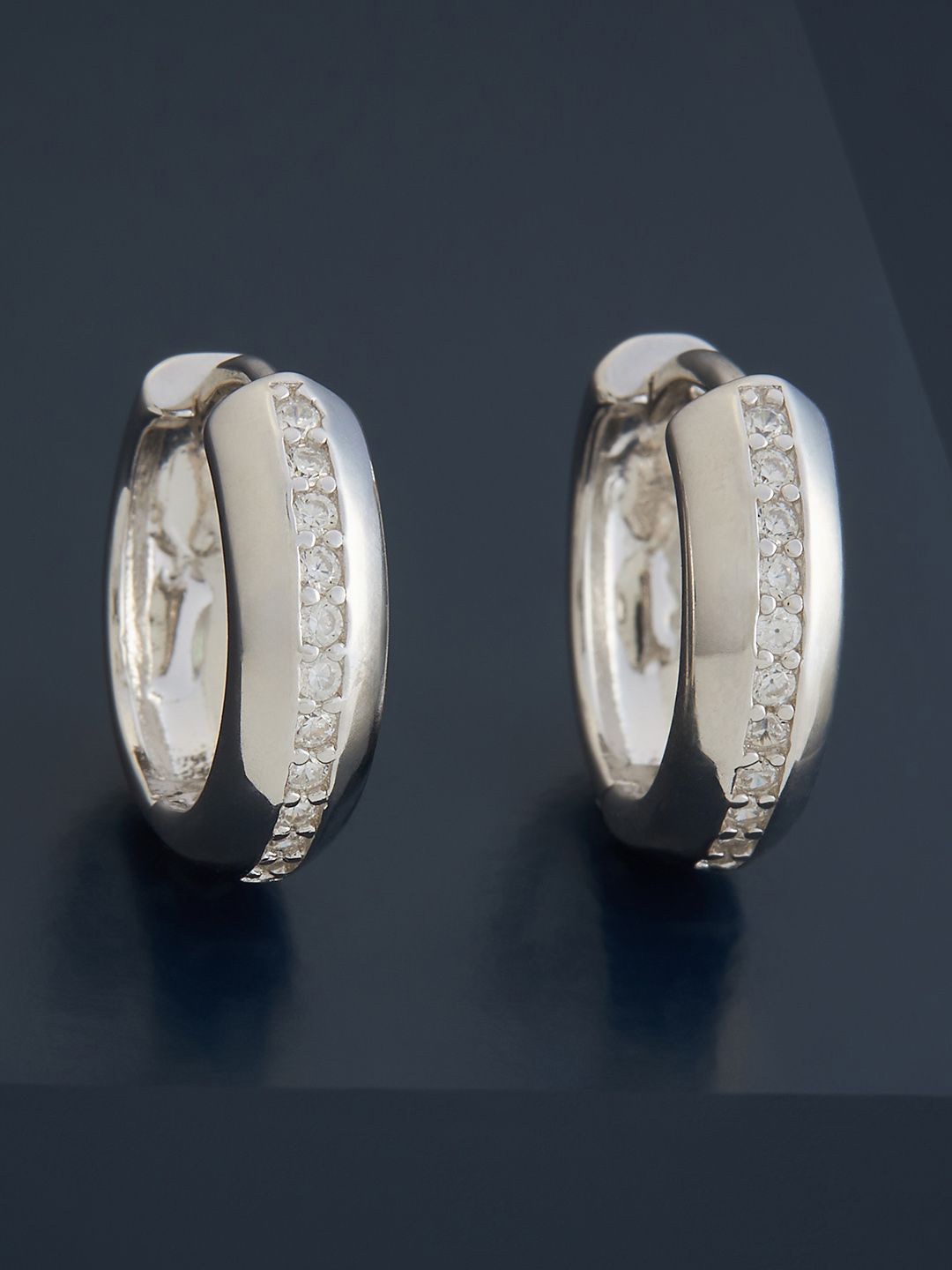 

Kushal's Fashion Jewellery Sterling Silver Zircon Rhodium-Plated Hoop Earrings
