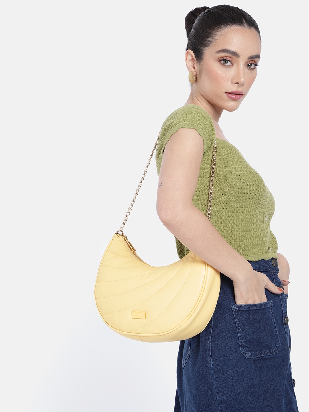 

Van Heusen Women Solid Hobo Bag, Yellow