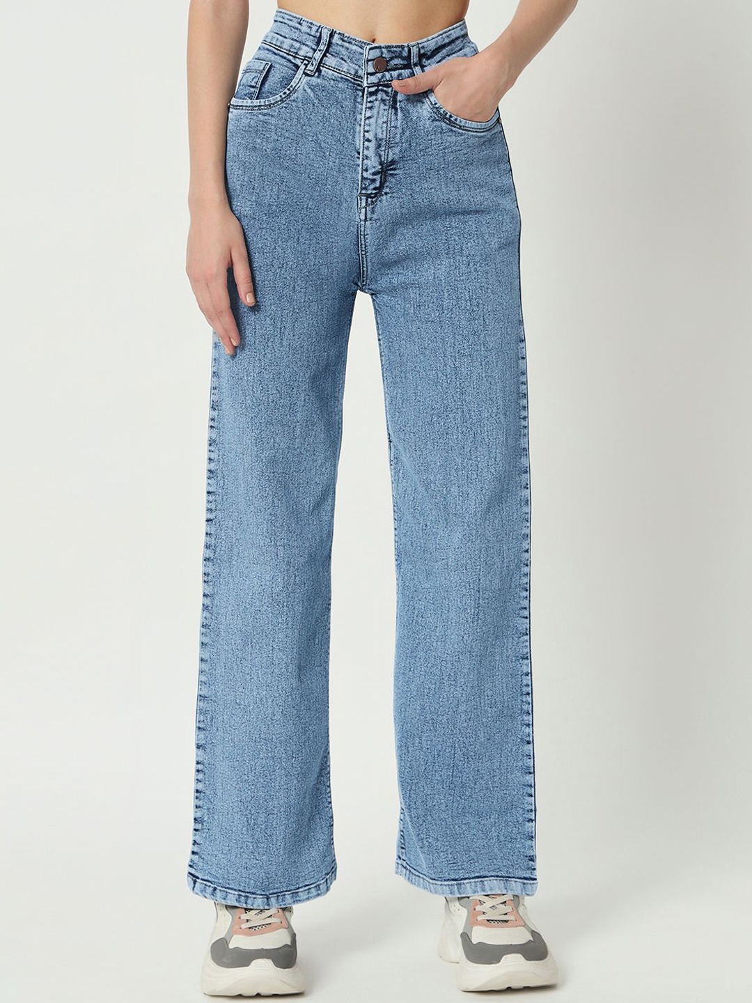 

M MODDY Women Jean Straight Fit High-Rise Stretchable Jeans, Blue