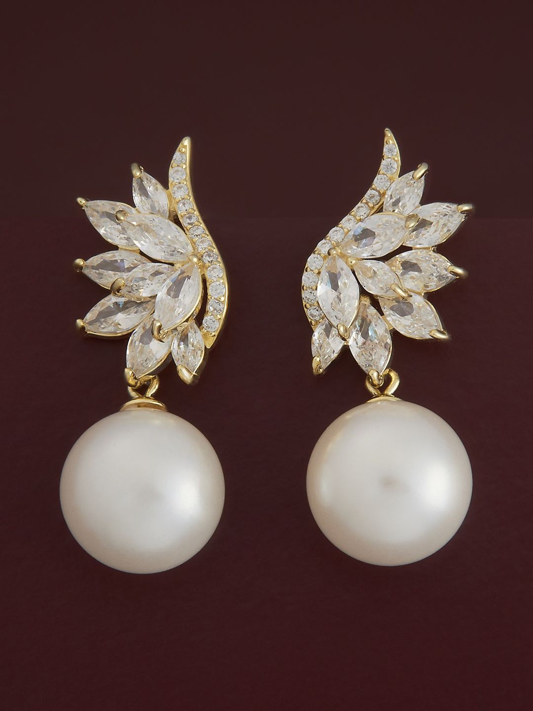 

Kushal's Fashion Jewellery Sterling Silver Pearls Gold-Plated Drop Earrings