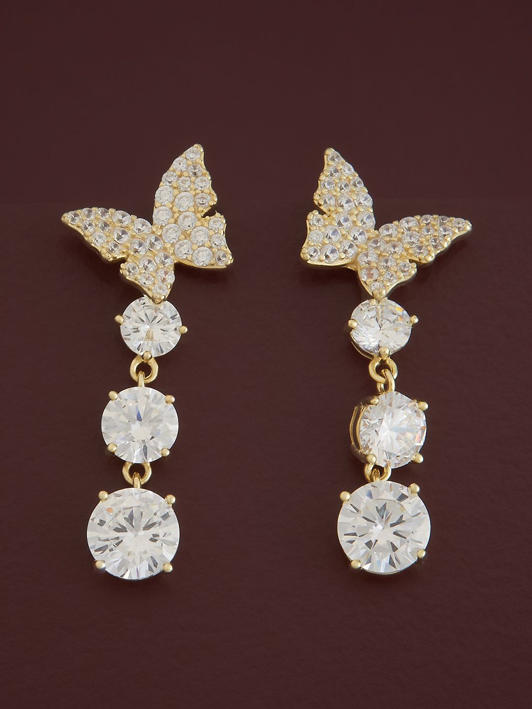 

Kushal's Fashion Jewellery Sterling Silver Zircon Gold-Plated Drop Earrings