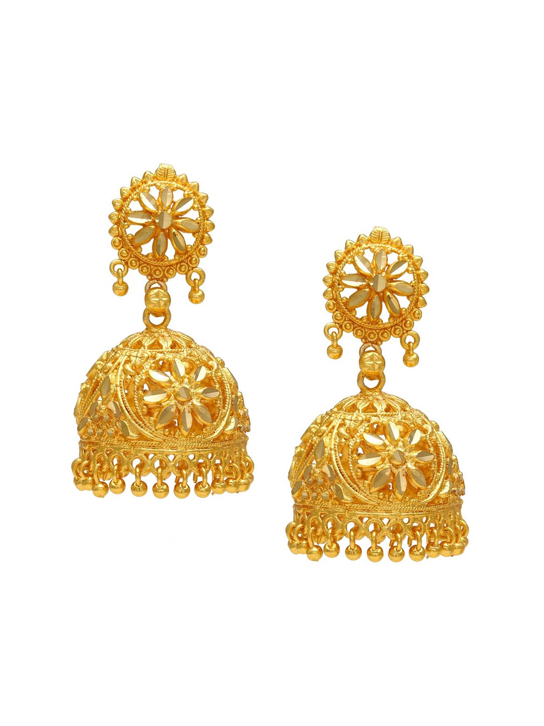 

MEMOIR Gold-Plated Quartz Studded Dome Shaped Jhumkas