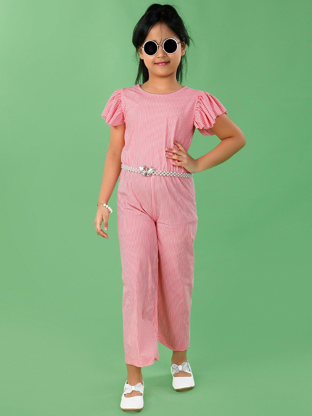 

ZIP ZAP ZOOP Girls Striped Basic Jumpsuit, Pink