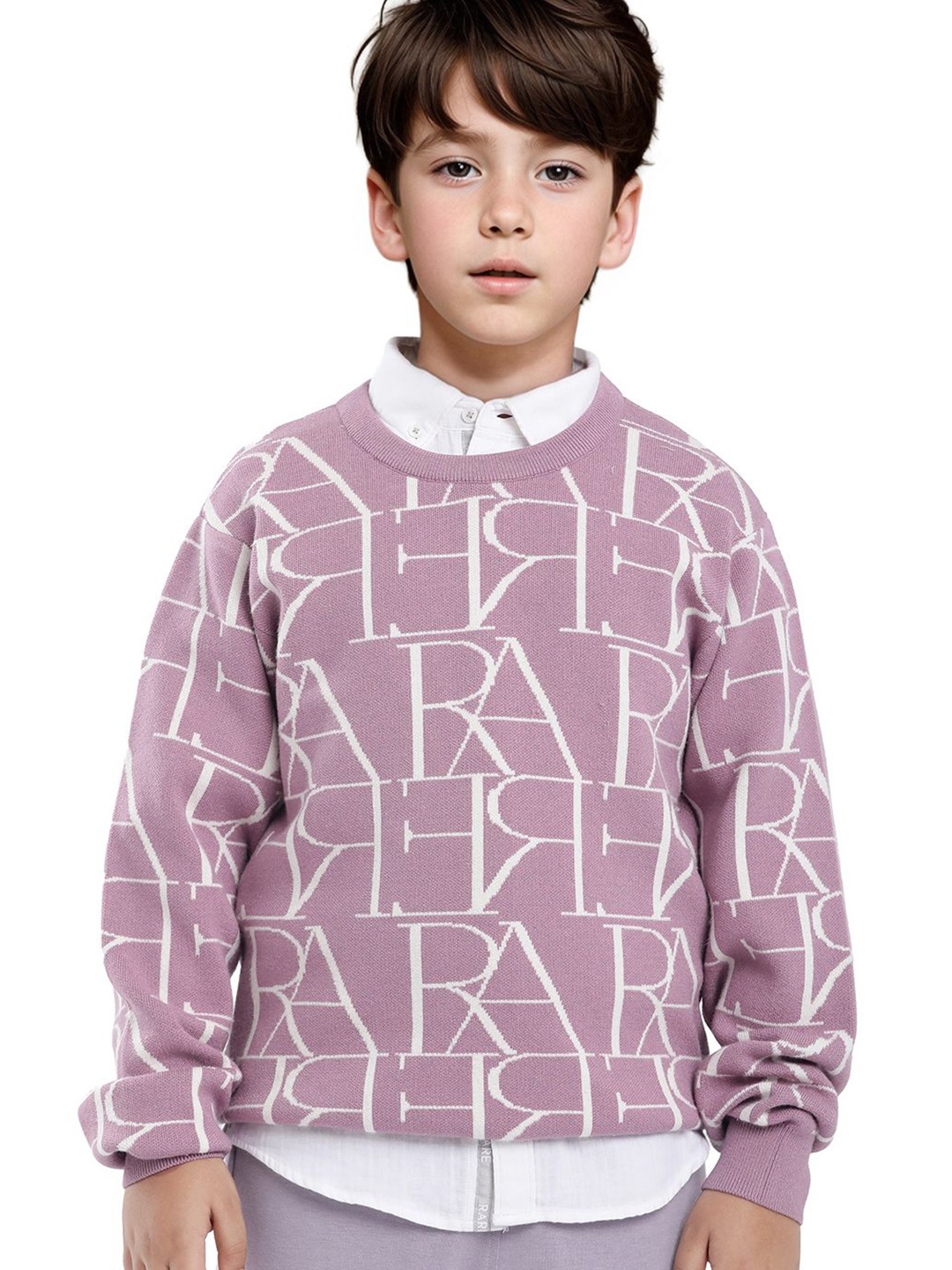 

Rare Ones Boys Allover Trpography Print Sweater, Purple