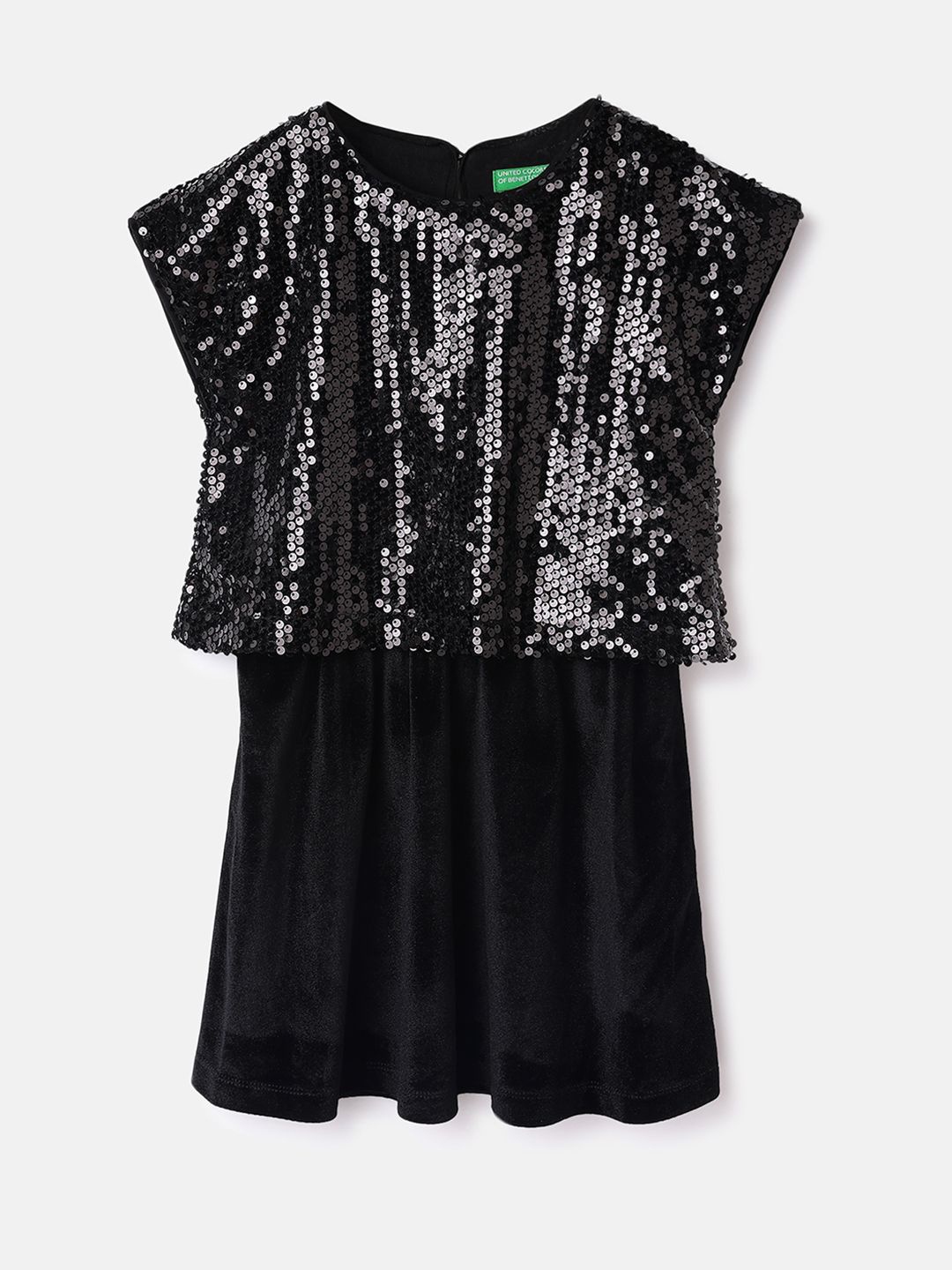 

United Colors of Benetton Girl's Embellished Peplum Dress, Black