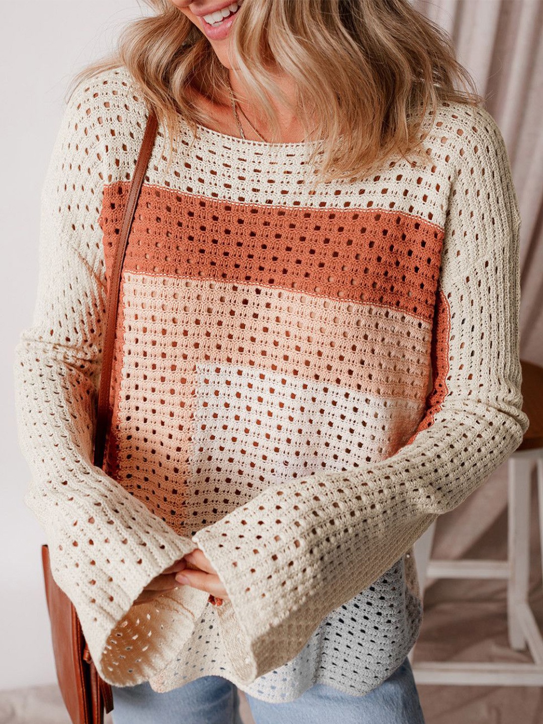 

StyleCast Women Striped Long Sleeves Pullover, Orange