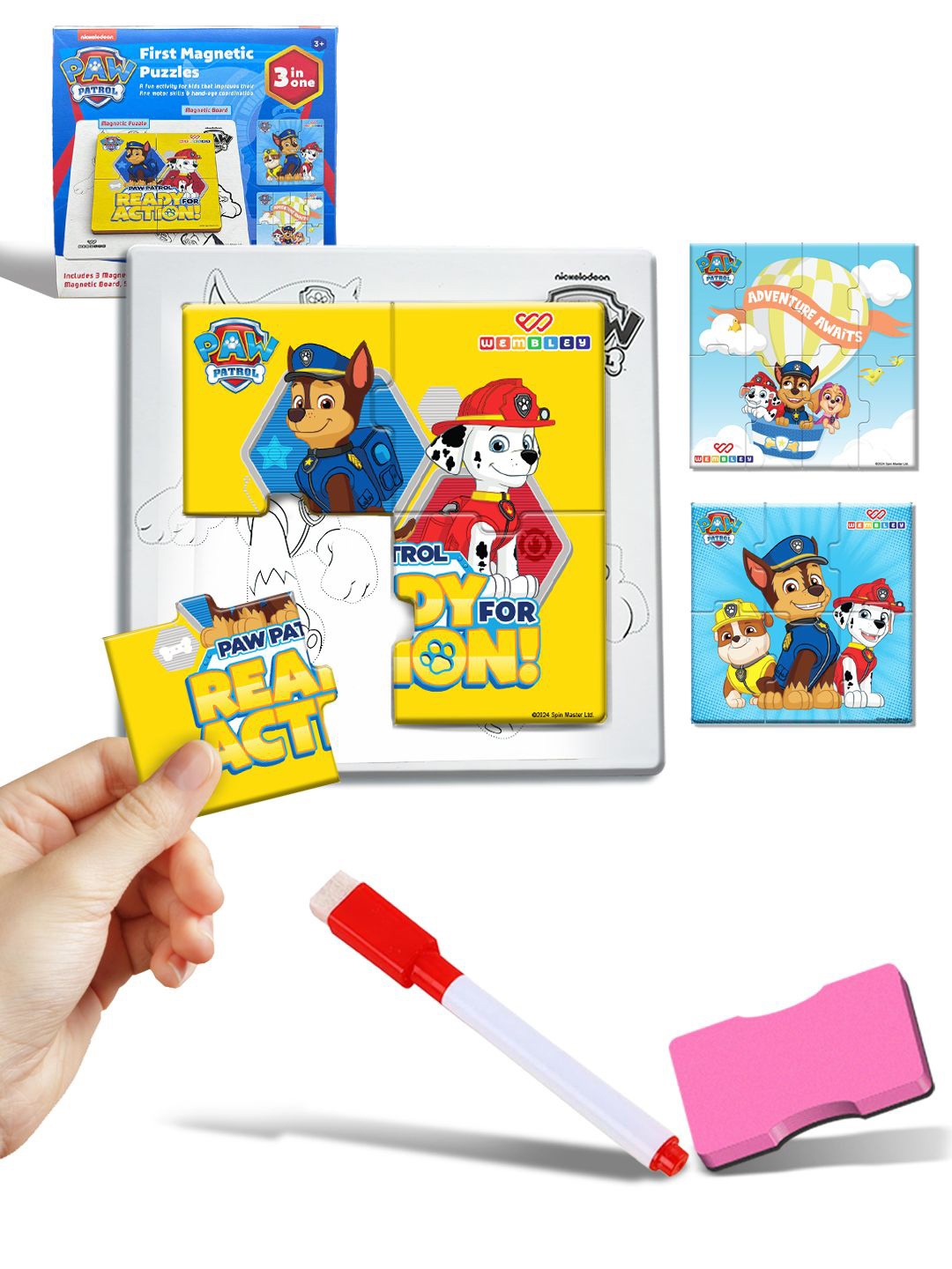 

WEMBLEY Kids 3-in-1 Magnetic Puzzle, Yellow