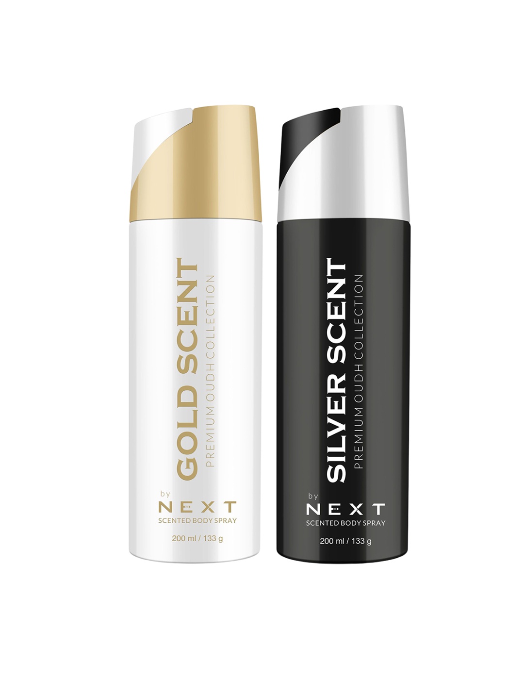 

NEXT CARE Set Of 2 Gold & Silver Deodorant Body Spray - 200 ml Each, White