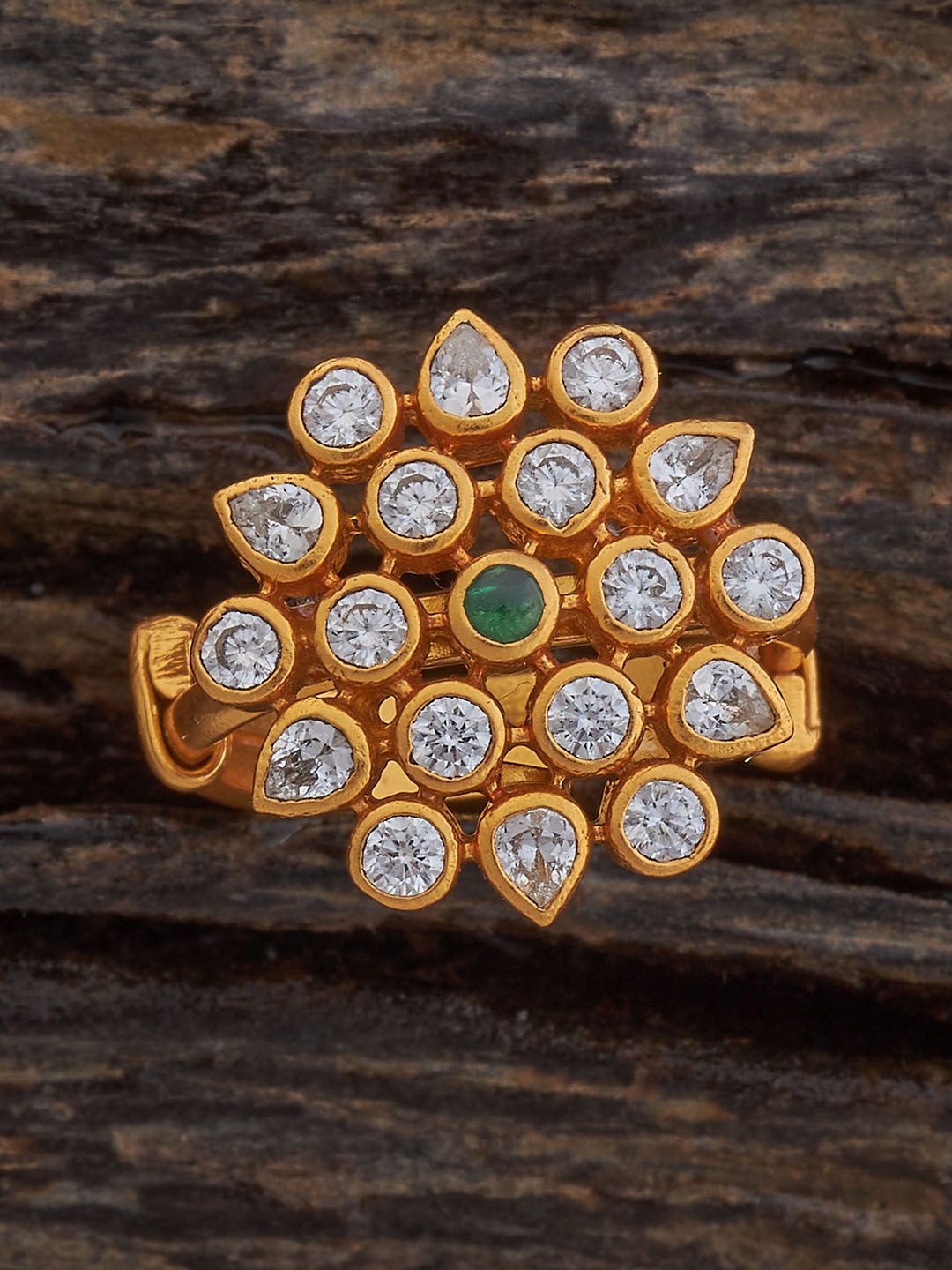 

Kushal's Fashion Jewellery Gold Plated Stones Studded Finger Ring