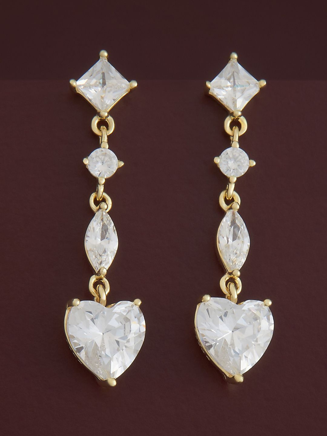 

Kushal's Fashion Jewellery Sterling Silver Zircon Gold-Plated Drop Earrings