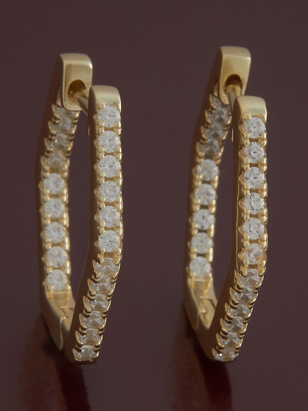 

Kushal's Fashion Jewellery Sterling Silver Zircon Gold-Plated Hoop Earrings