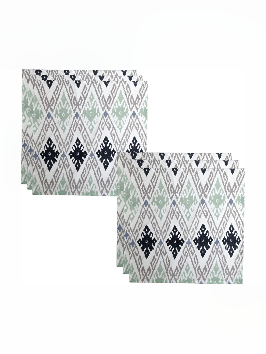 

BILBERRY Furnishing by preeti grover White & Grey 6 Pieces Printed Cotton Table Napkins