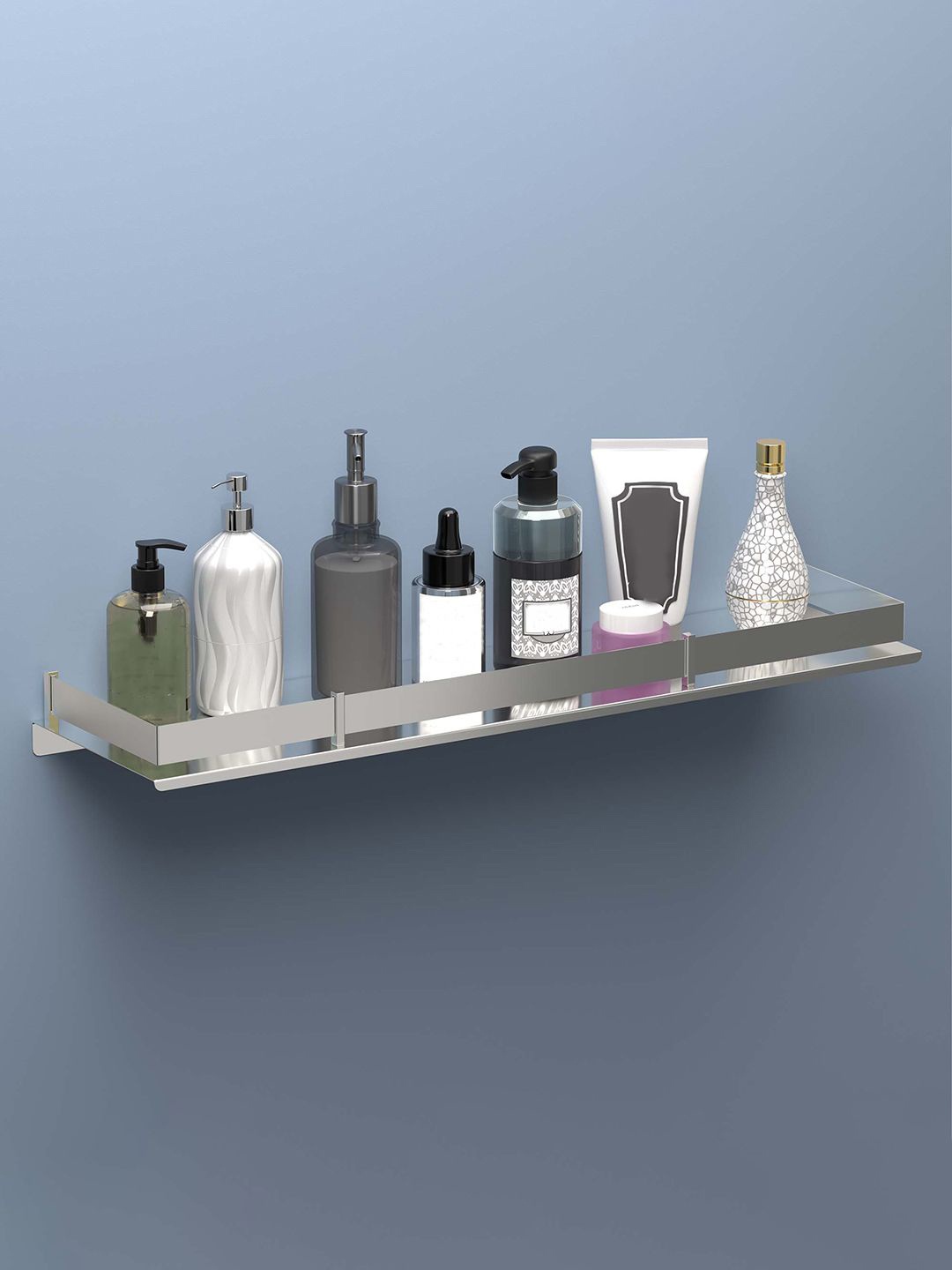 

Kuber Industries Silver-Toned Stainless Steel Multi-Purpose Wall Shelf
