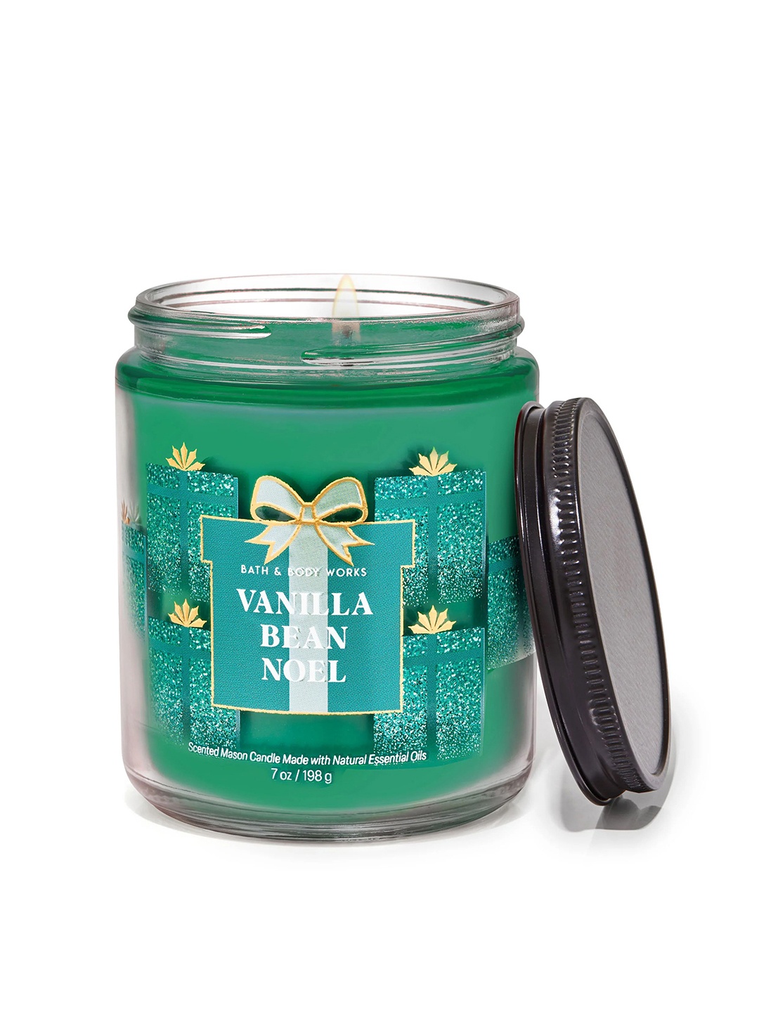 

Bath & Body Works Vanilla Bean Noel Mason Single Wick Candle - 227g, Green