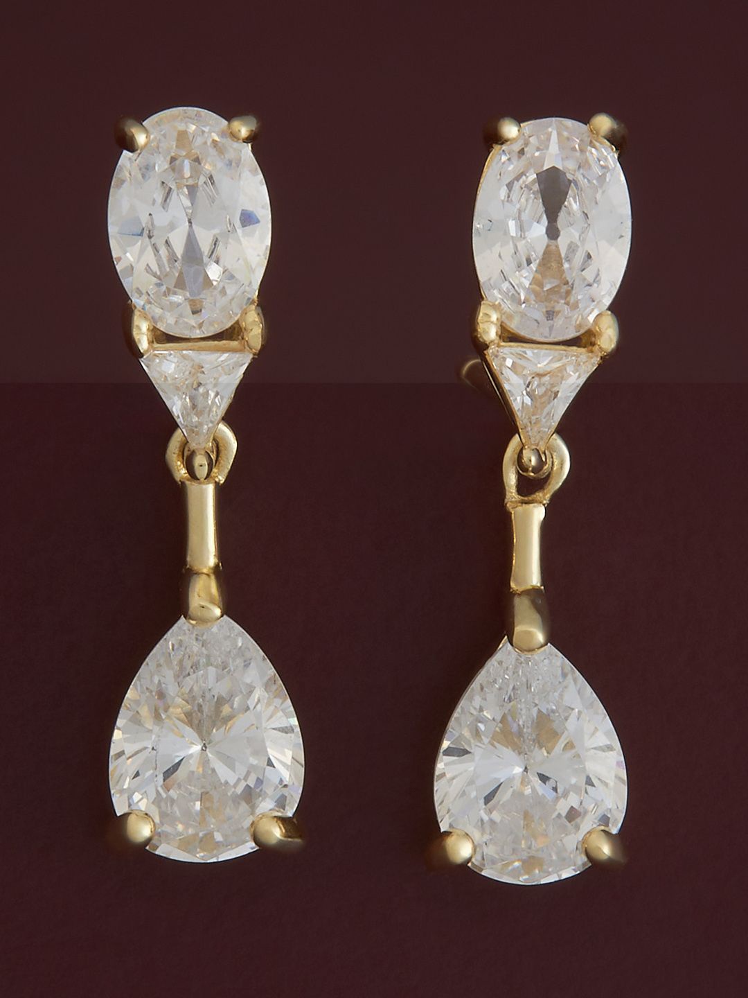 

Kushal's Fashion Jewellery Sterling Silver Zircon Gold-Plated Drop Earrings