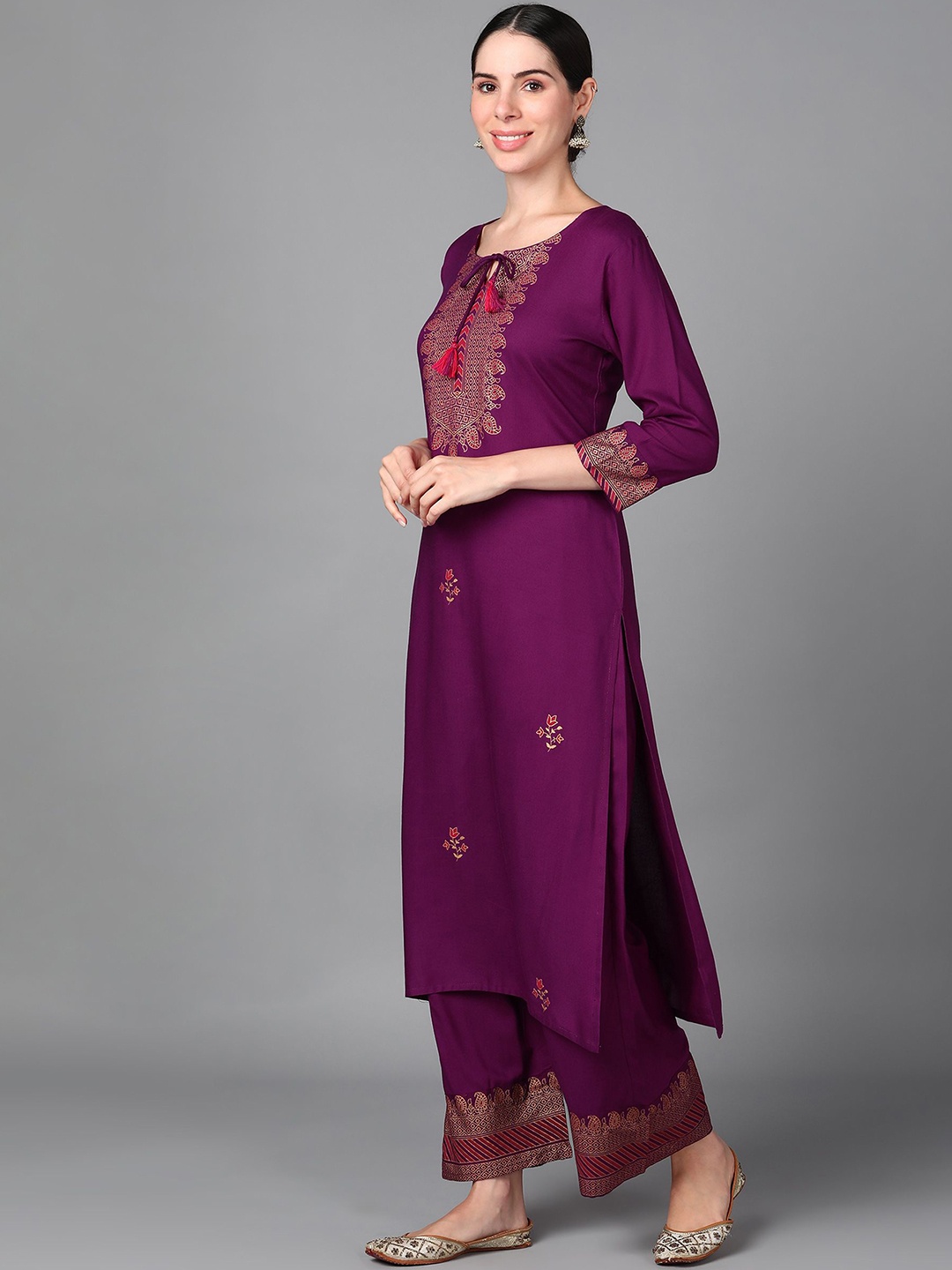 

KALINI Ethnic Motifs Printed Kurta with Palazzo, Purple