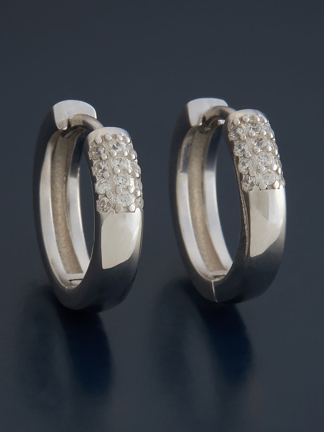

Kushal's Fashion Jewellery Sterling Silver Zircon Rhodium-Plated Hoop Earrings
