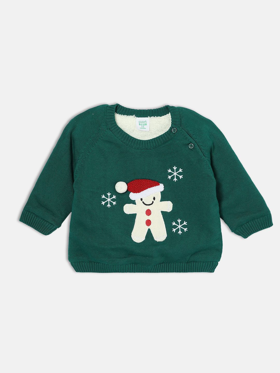 

MINI KLUB Boys Cotton Humour and Comic Round Neck Pullover with Embroidered Detail, Green