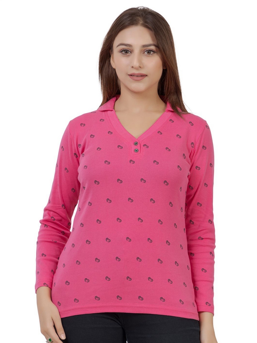

ARIIX Women Printed V-Neck Slim Fit T-shirt, Red