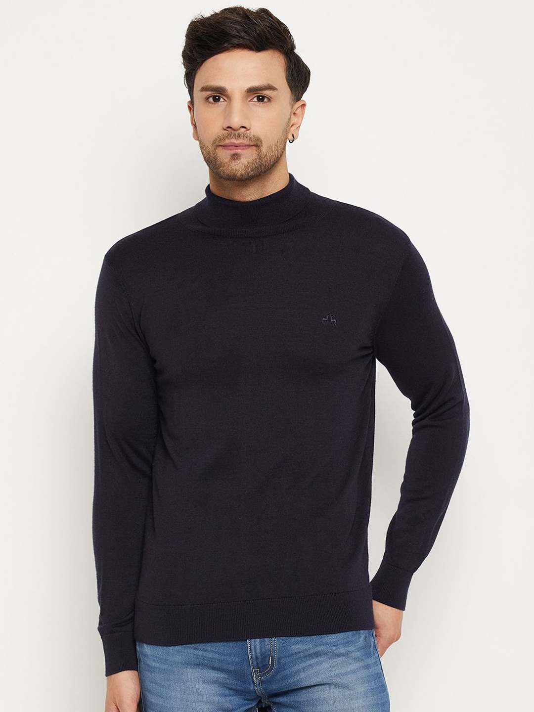 

98 Degree North Men Woollen Turtle Neck Long Sleeves Pullover Sweaters, Navy blue