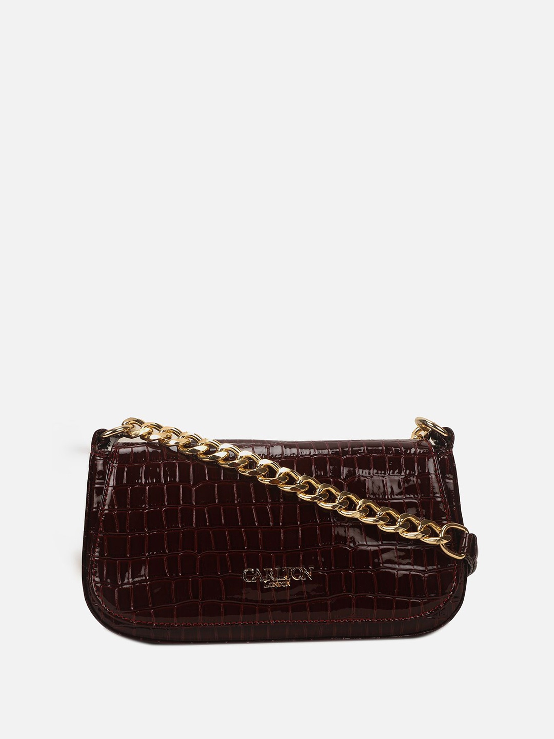 

Carlton London Textured Structured Handheld Bag, Maroon