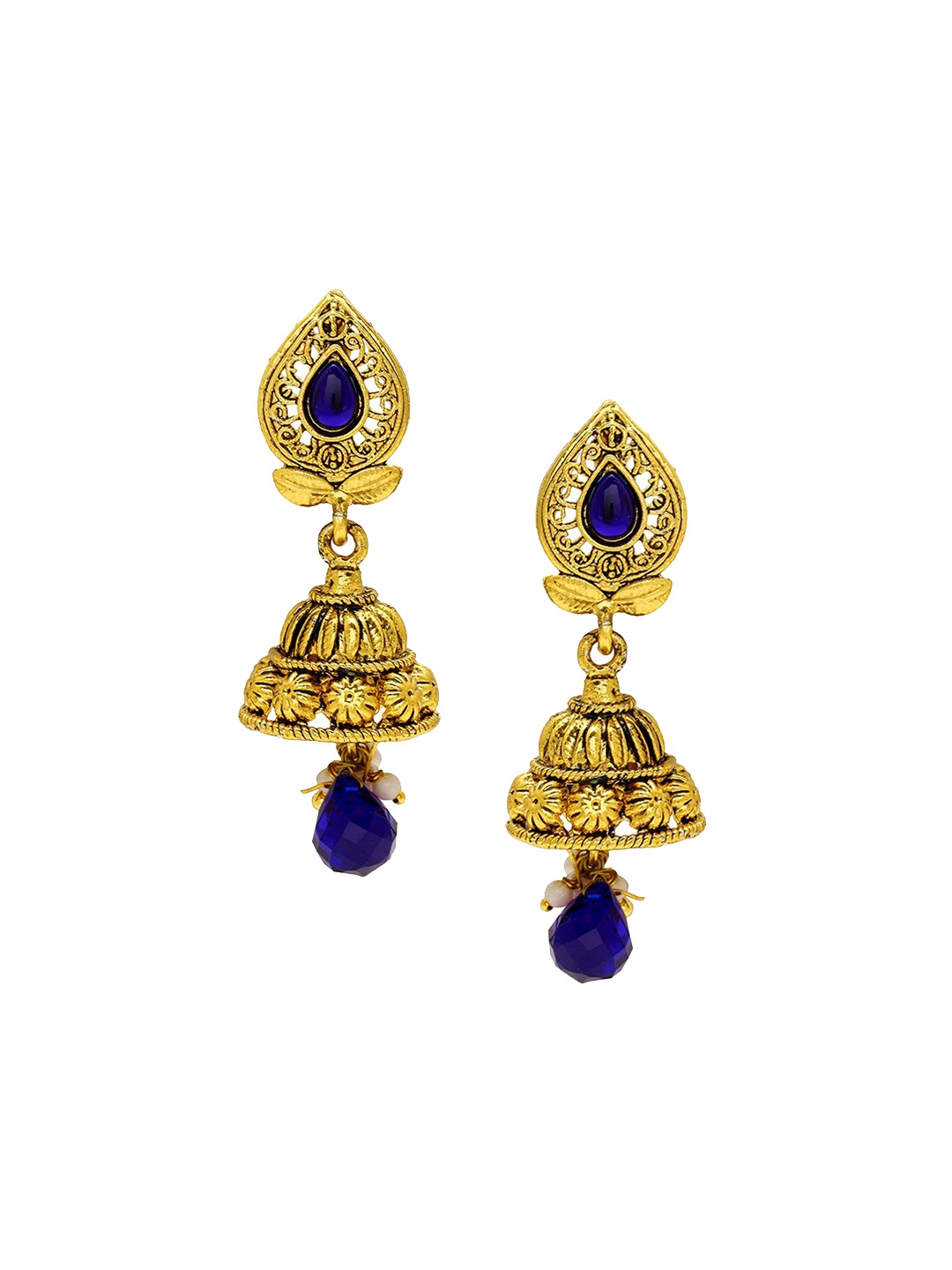 

MEMOIR Gold-Plated Quartz Studded Dome Shaped Jhumkas
