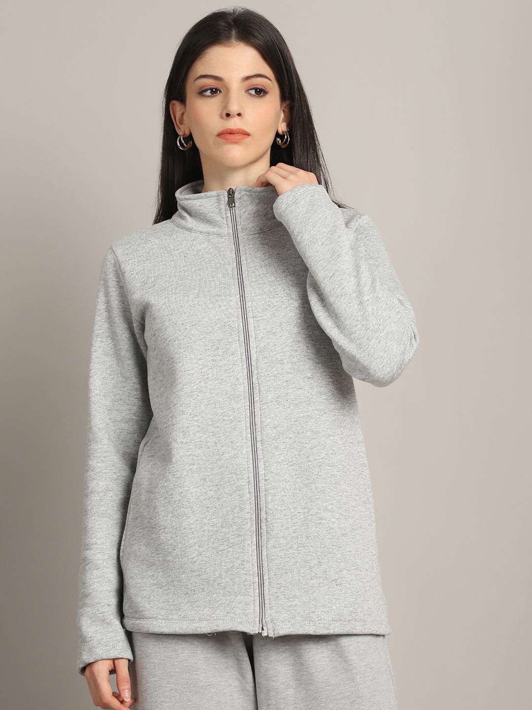 

Rute Women Cotton Open Front Jacket, Grey
