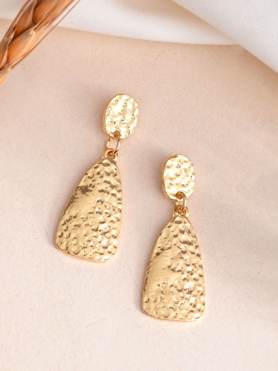 

RICHEERA Gold-Plated Contemporary Drop Earrings