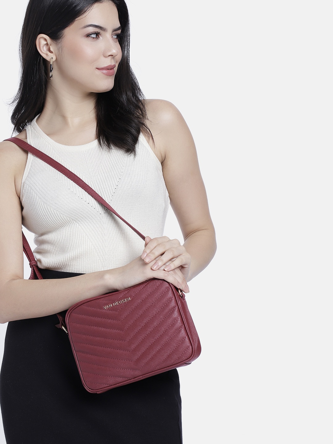 

Van Heusen Quilted Sling Bag, Maroon