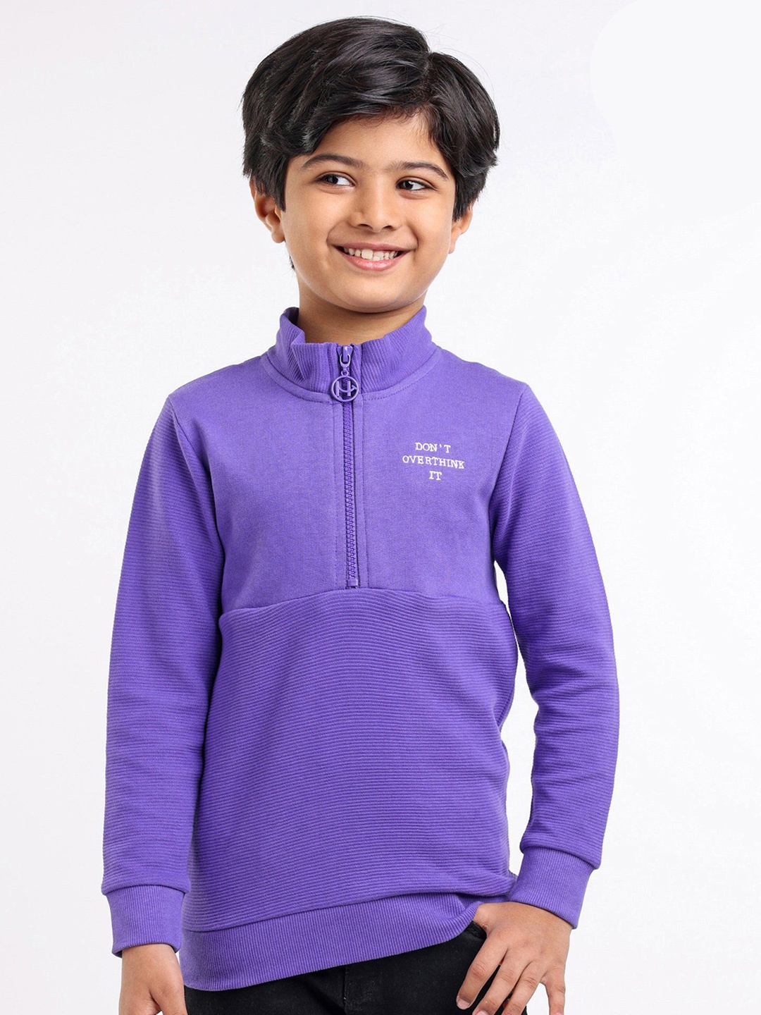 

Honeyhap Boys Cotton Mock Collar Long Sleeves Sweatshirt, Purple