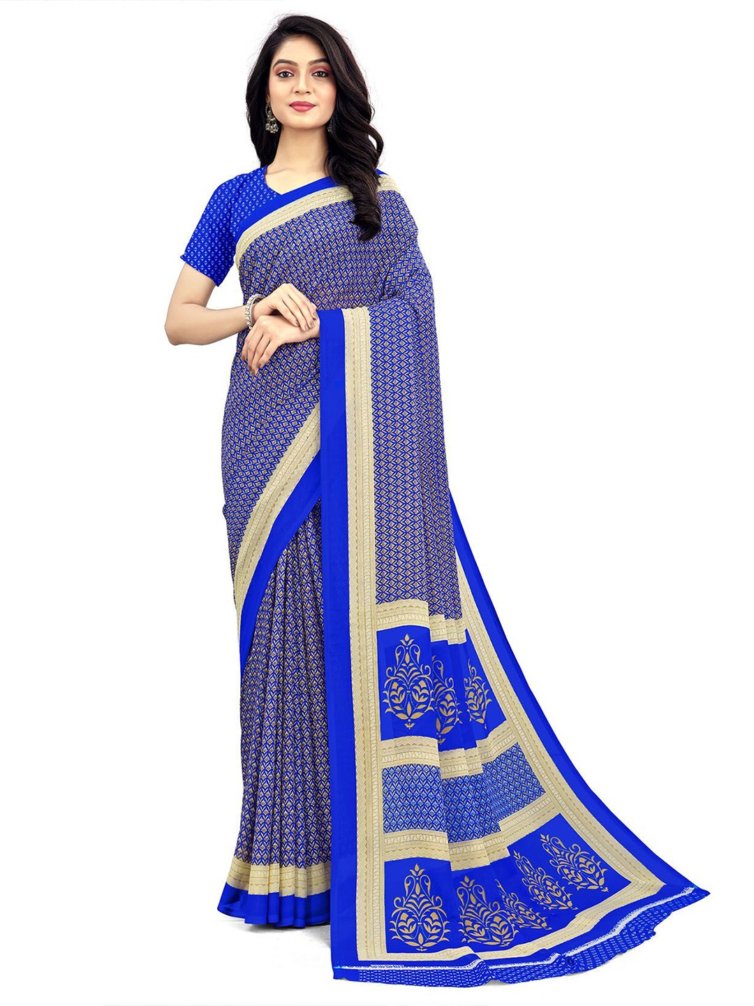 

Navvi Abstract Printed Saree, Blue