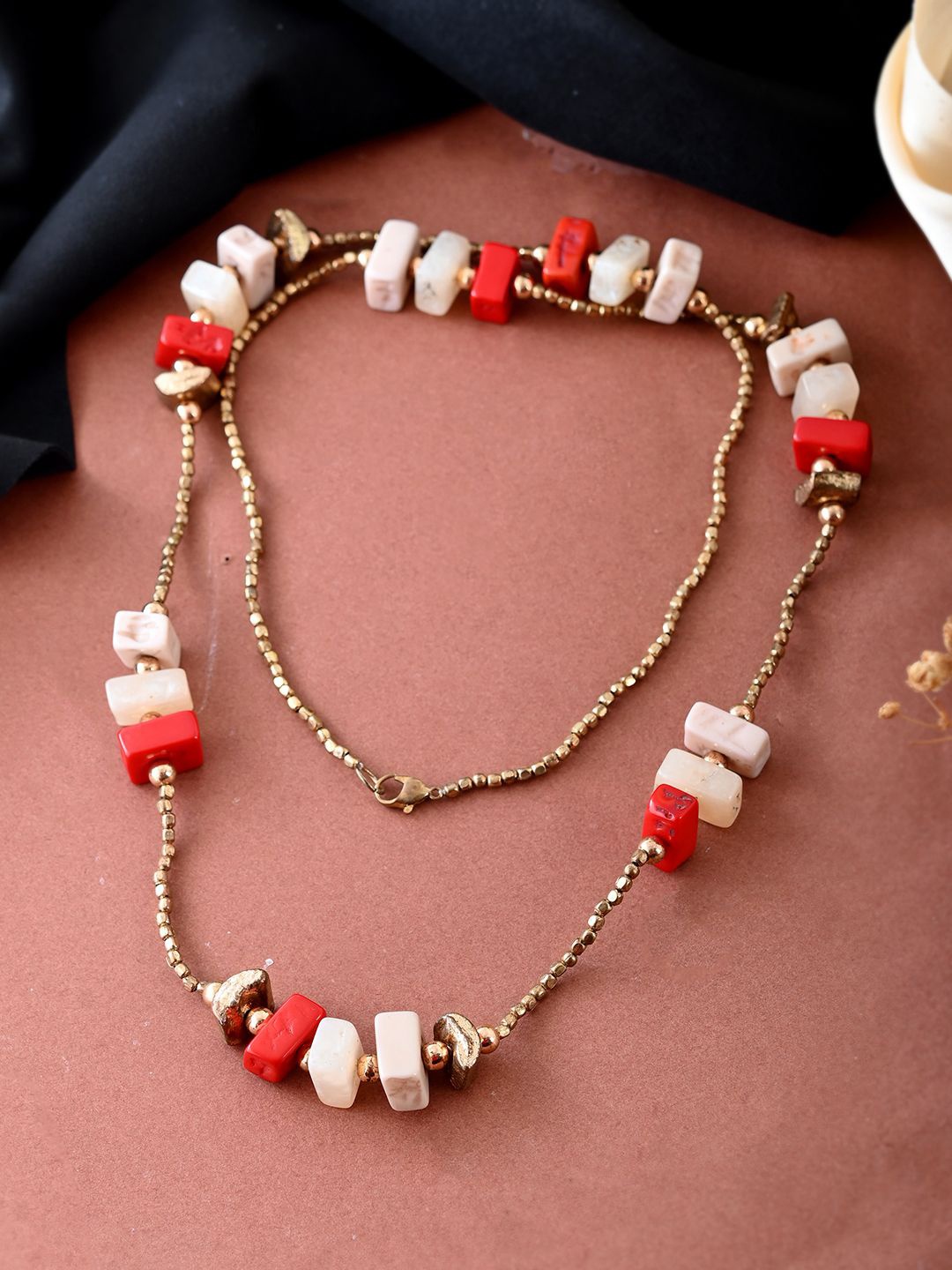 

RICHEERA Gold-Plated Beaded Antique Necklace, Red