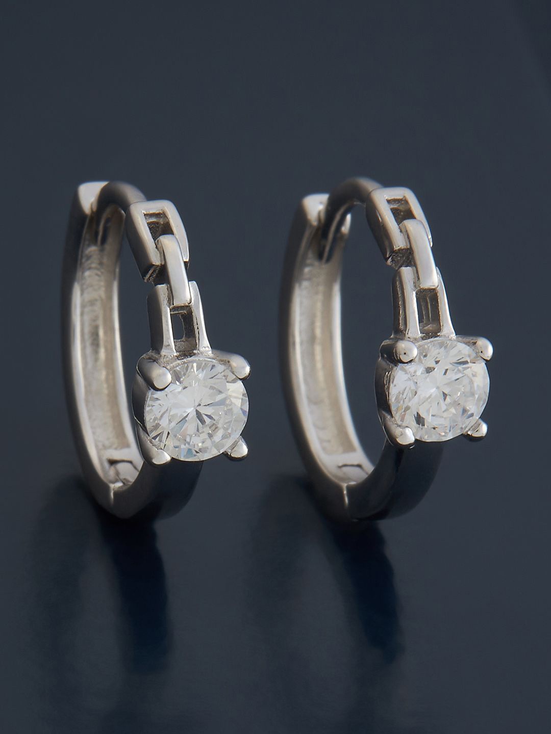 

Kushal's Fashion Jewellery Sterling Silver Zircon Rhodium-Plated Hoop Earrings