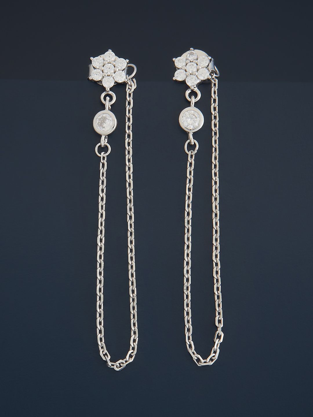

Kushal's Fashion Jewellery Sterling Silver Zircon Rhodium-Plated Drop Earrings