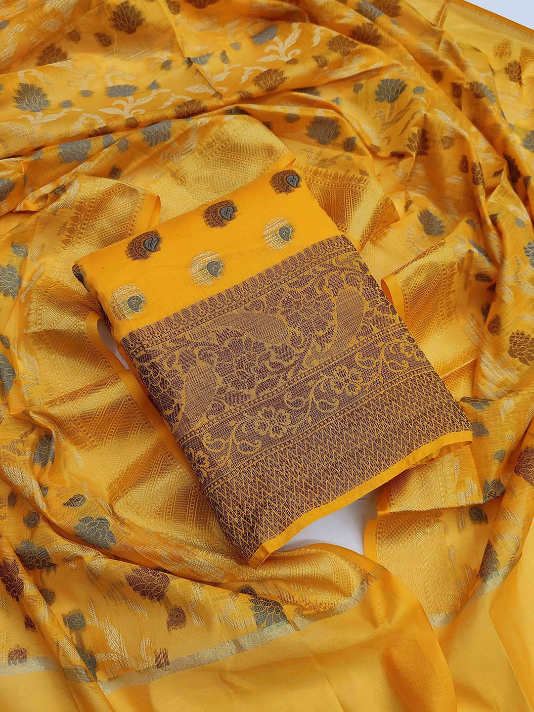 

Maroosh Ethnic Motifs Unstitched Dress Material, Yellow