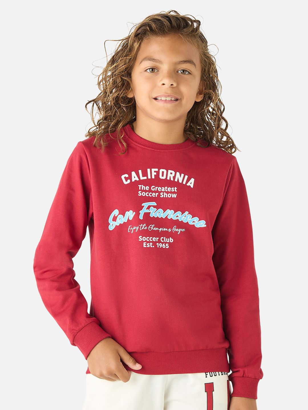 

Juniors by Babyshop Boys Typography Printed Long Sleeves Sweatshirt, Red