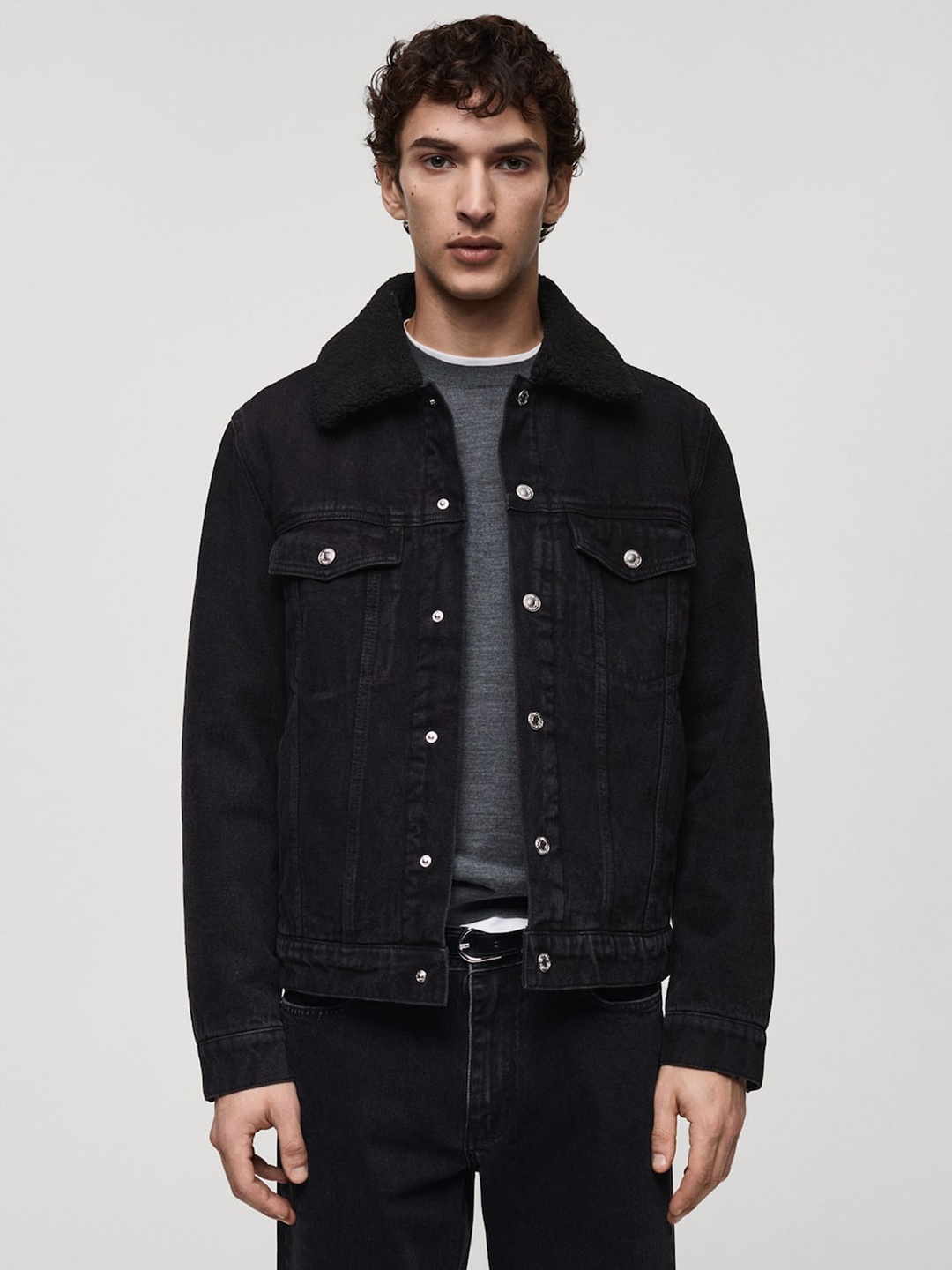 

MANGO MAN Pure Cotton Denim Jacket, Black