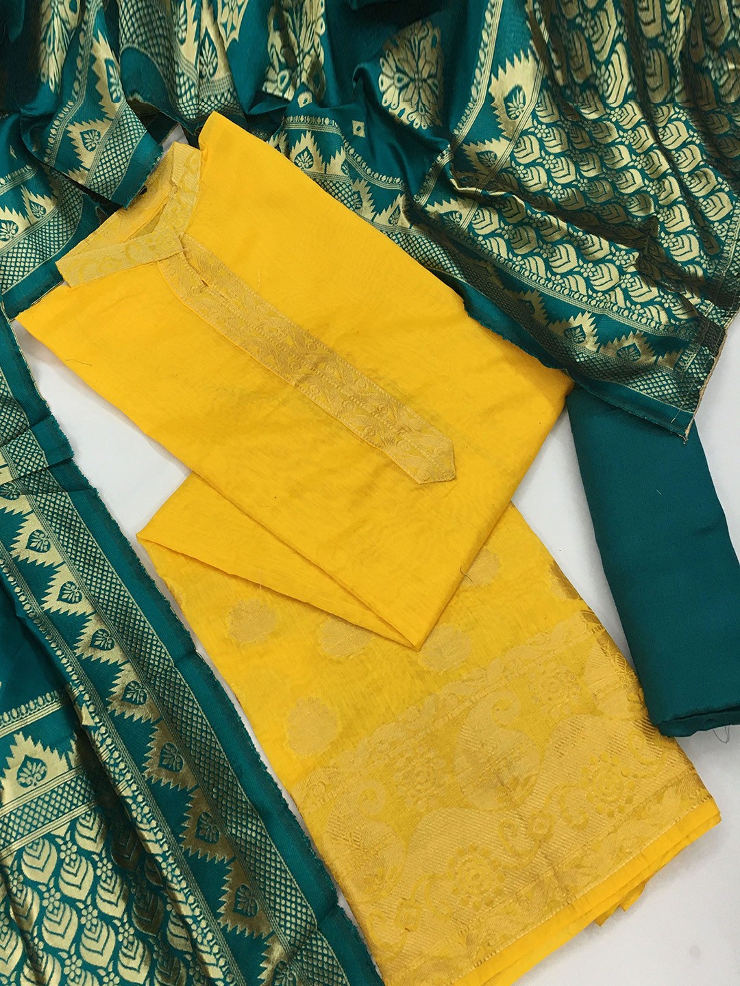 

Maroosh Ethnic Motifs Woven Design Jacquard Unstitched Dress Material, Yellow