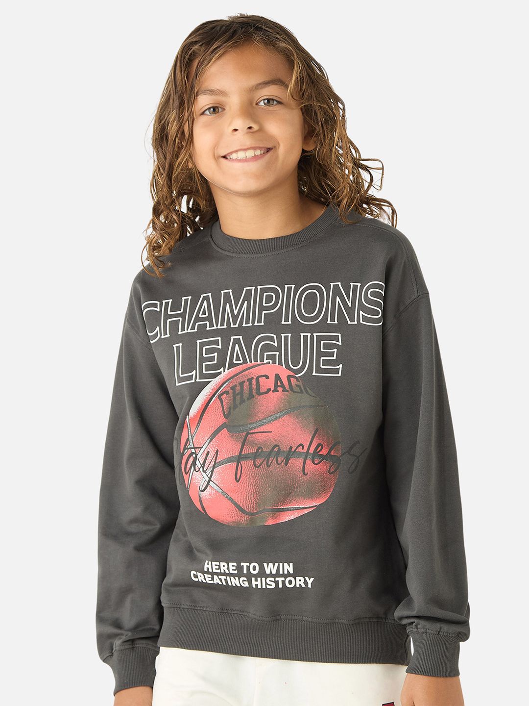 

Juniors by Babyshop Boys Printed Sweatshirt, Charcoal