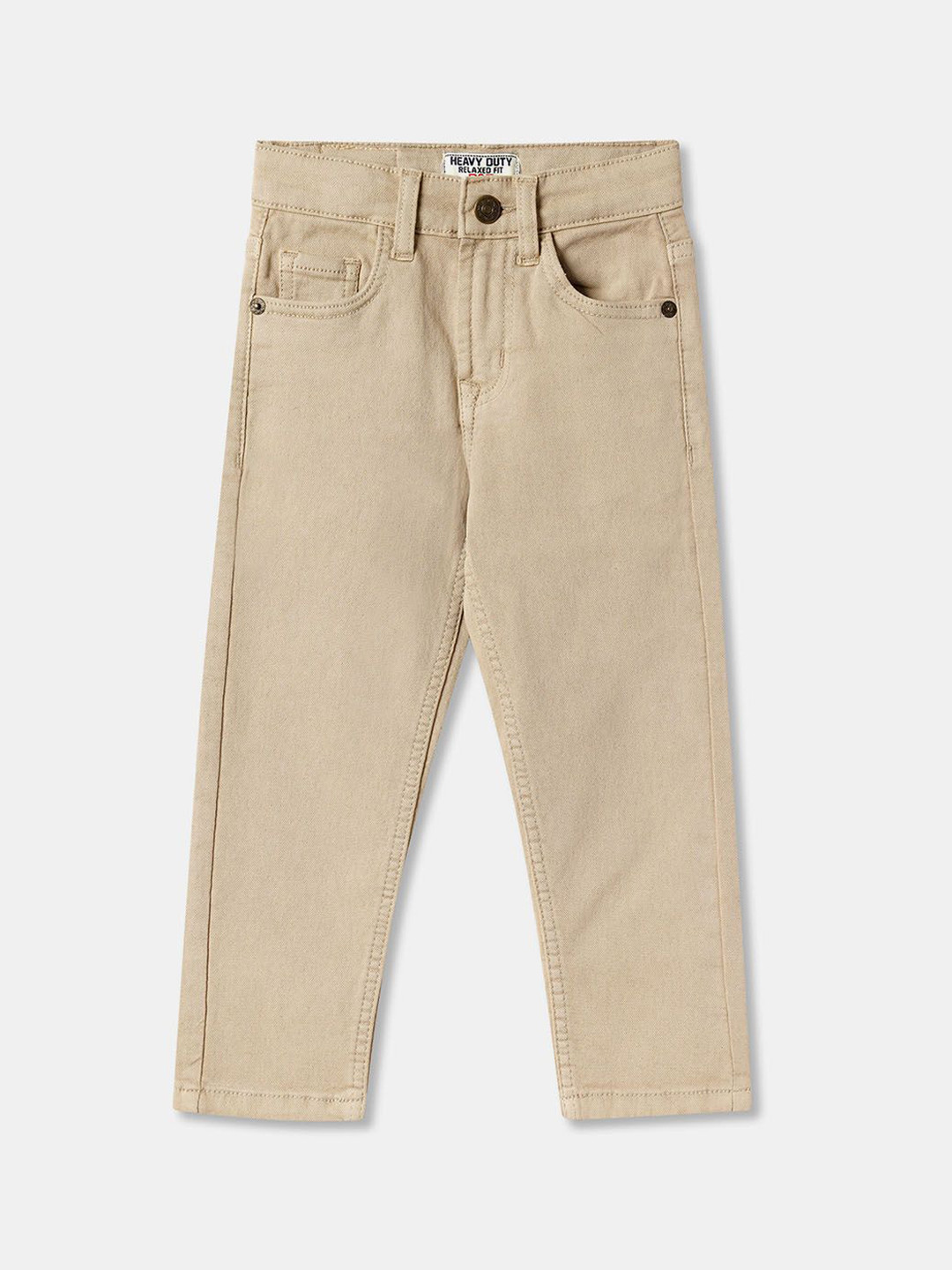 

R&B Boys Cotton Straight Fit Jeans, Beige