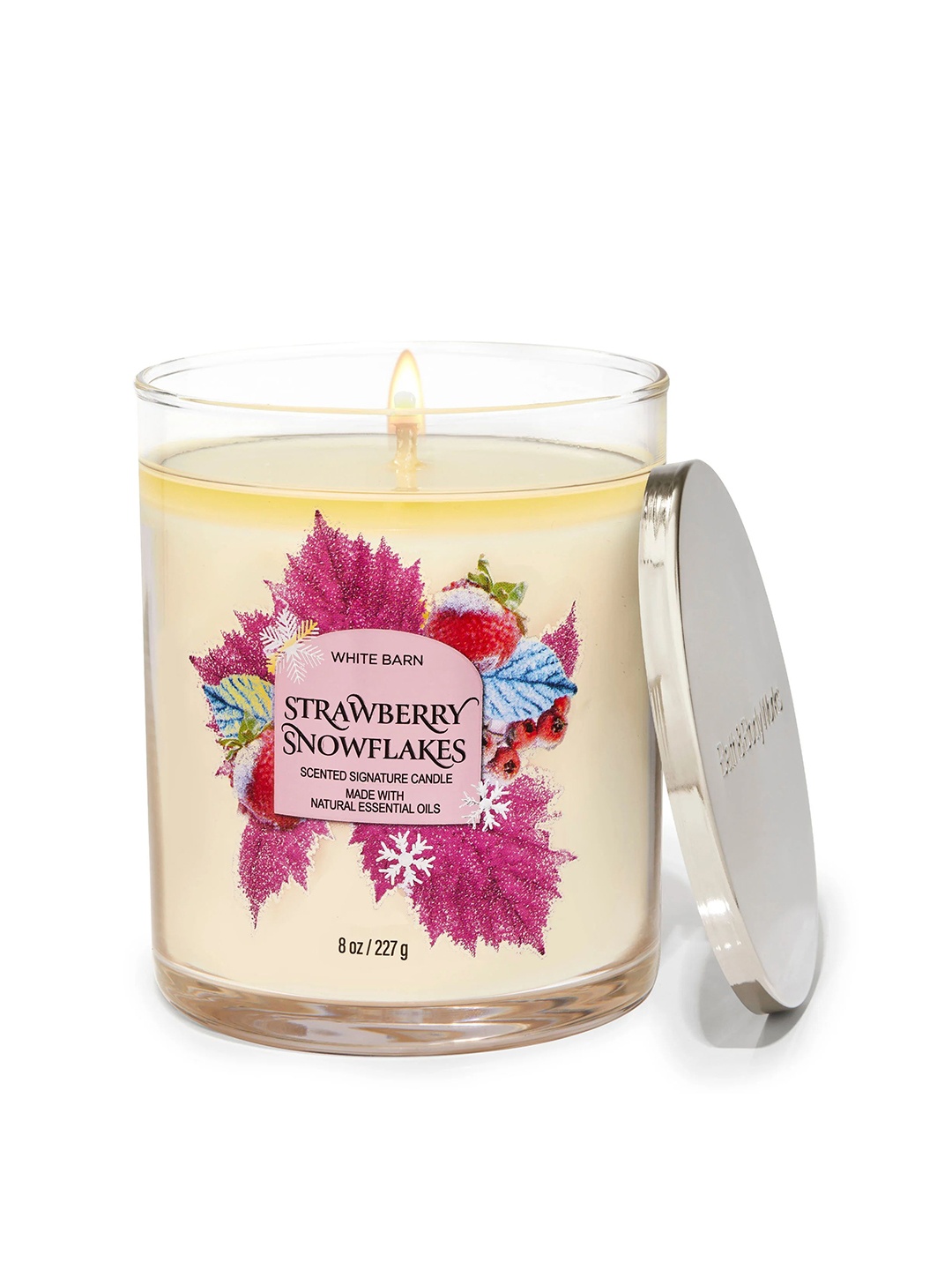 

Bath & Body Works Strawberry Snowflakes Signature Single Wick Candle - 227g, Silver
