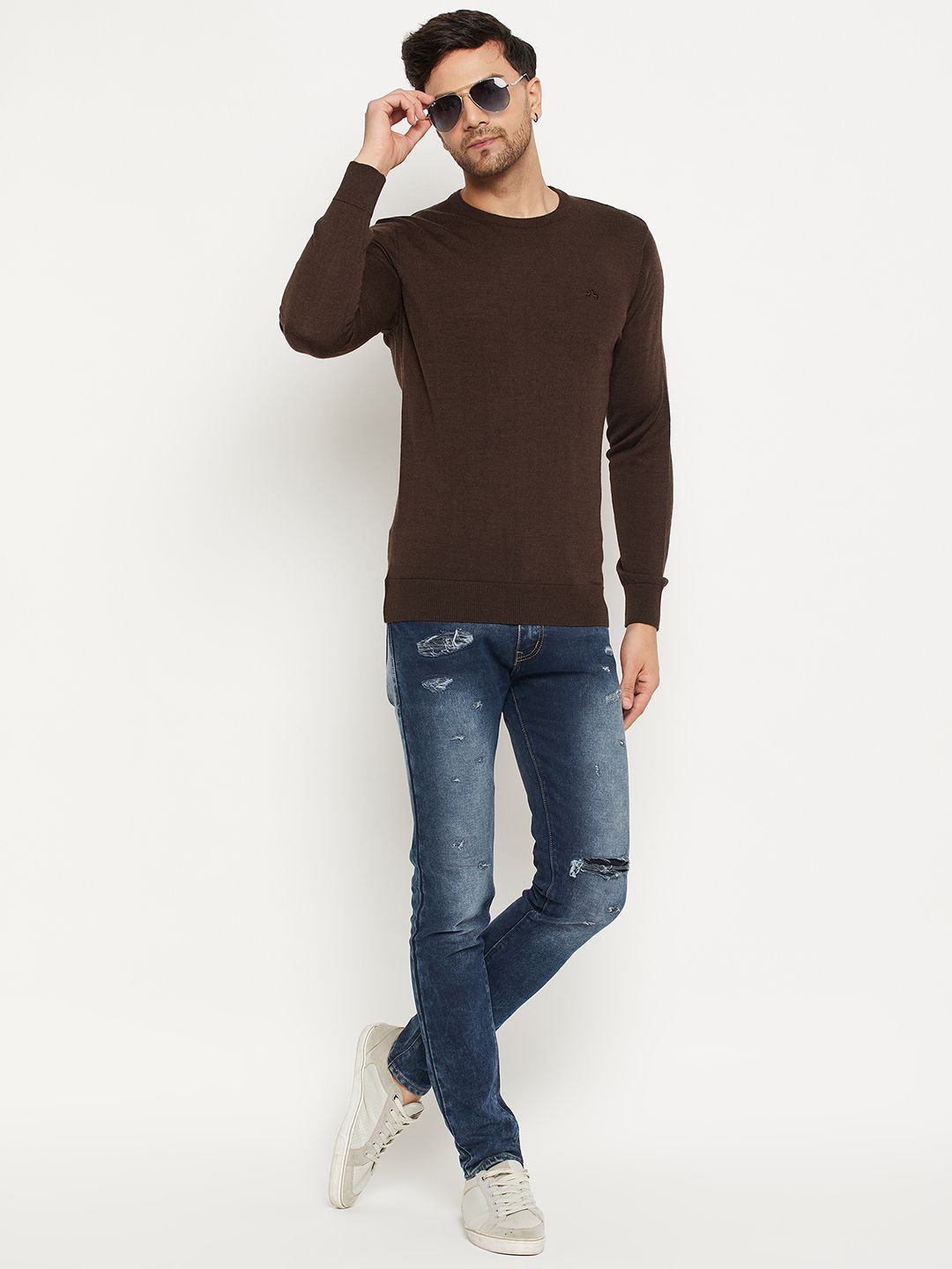 

98 Degree North Men Woollen Pullover Sweaters, Brown