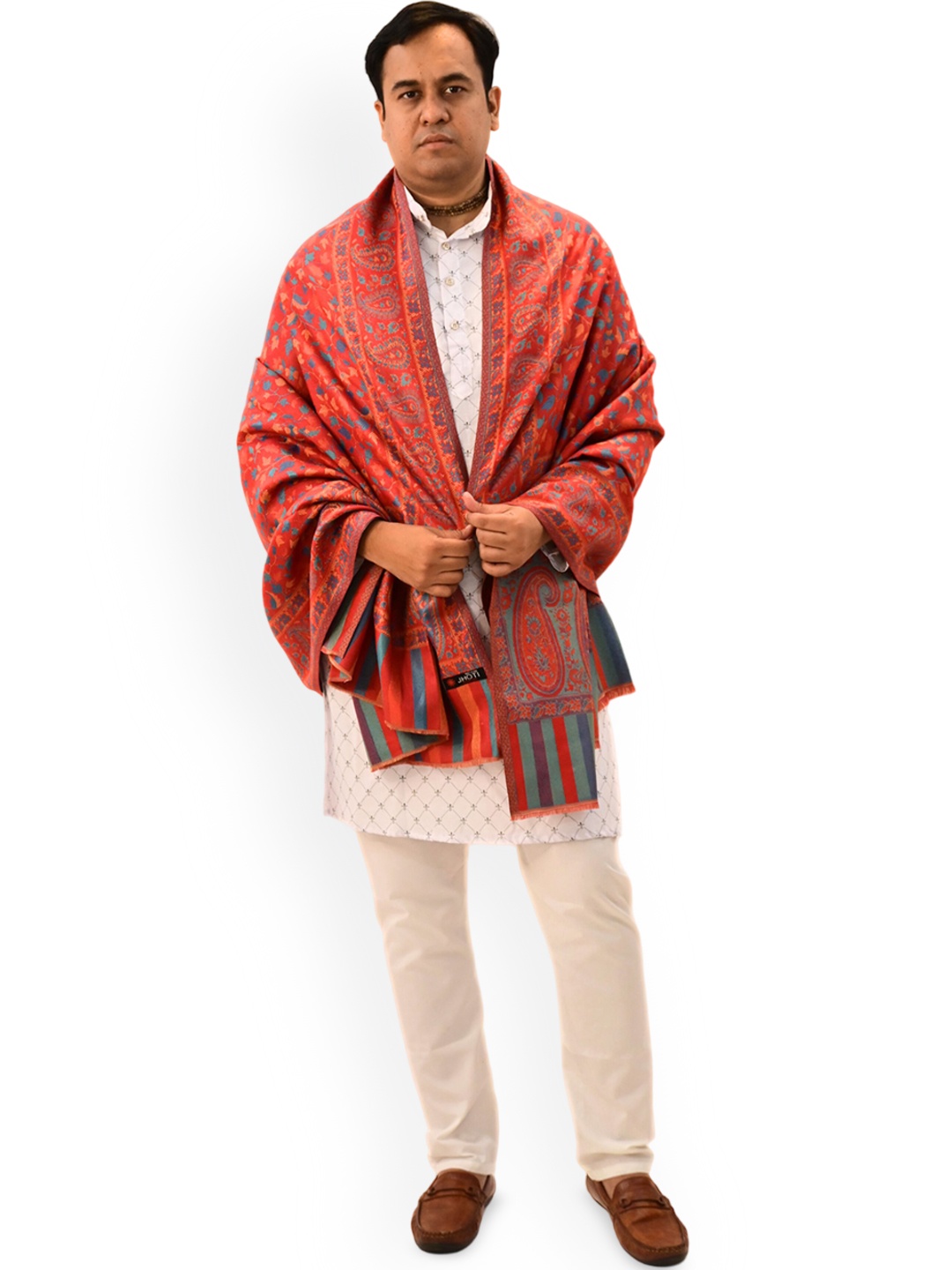 

Vrinde Floral Printed Kashmiri Kanni Pashmina Woollen Shawl, Red